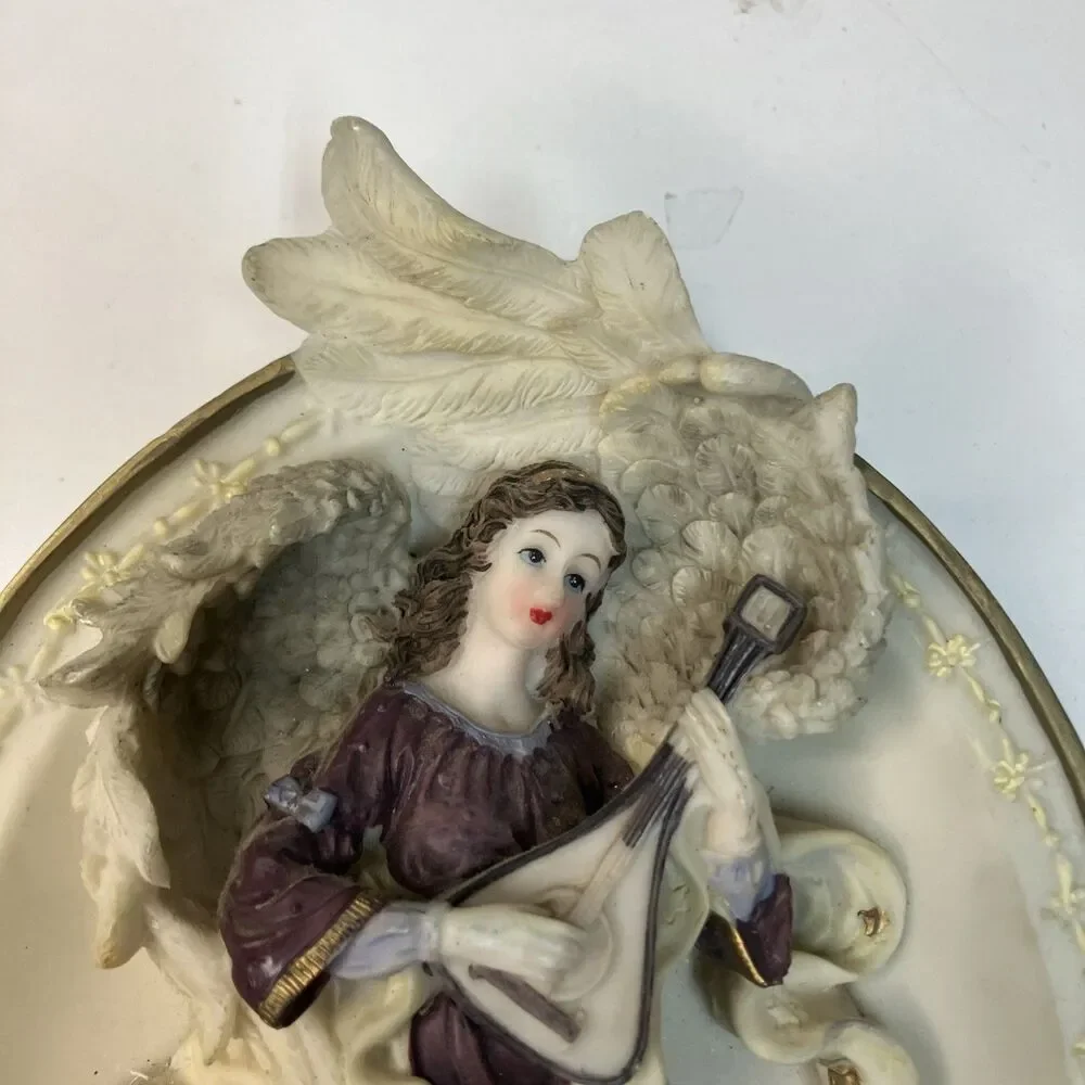 VTG Resin Solid Angel Musical Wall Hanging Art 8.5”x 6” Heavy